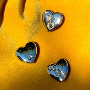 Heart Lapel Pin - Vintage The Variety Club Silver Handprint Brooch 3 pieces